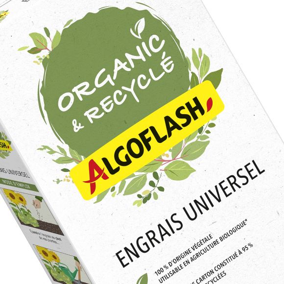 Engrais 100% d'origine végétal Universel Organic & Recyclé, 2 kilos, Algo Flash.