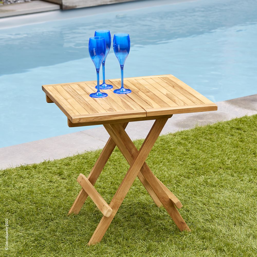 Mini Table Pliante de Jardin Carrée Teck - Déco du Jardin à Reims