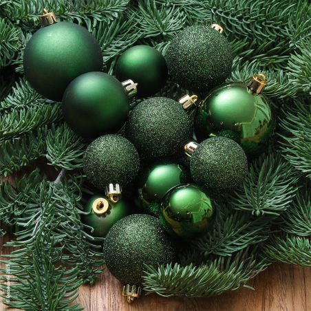 Boules de Noël Assortiment Green Pine